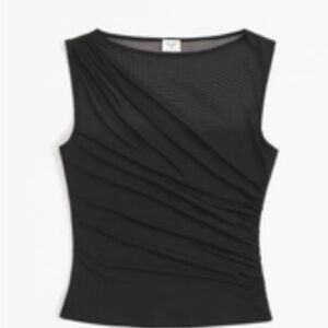 Abercrombie & Fitch Black Draped Black Mesh Tank Top